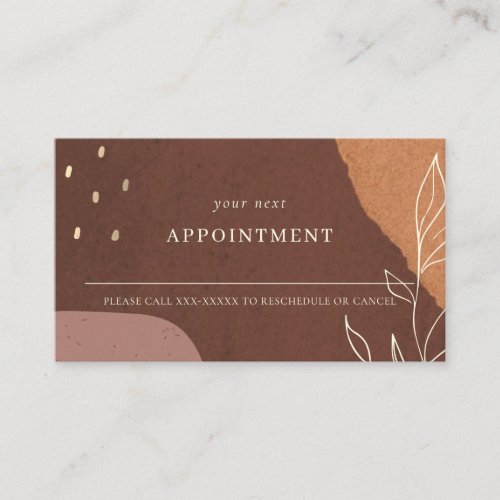 Abstract Rust Orange Leafy Foliage Appointment Business Card