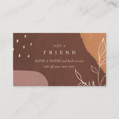 Abstract Rust Orange Leafy Foliage Refer a Friend  Business Card