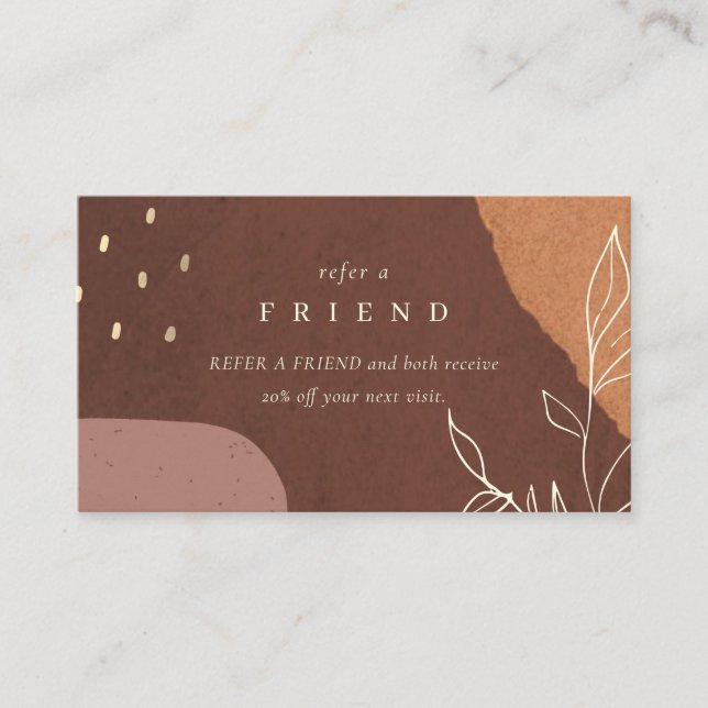 Abstract Rust Orange Leafy Foliage Refer a Friend  Business Card (Front)