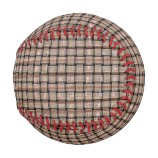 Abstract Rustic Burlap Basket Weave Look Baseballs