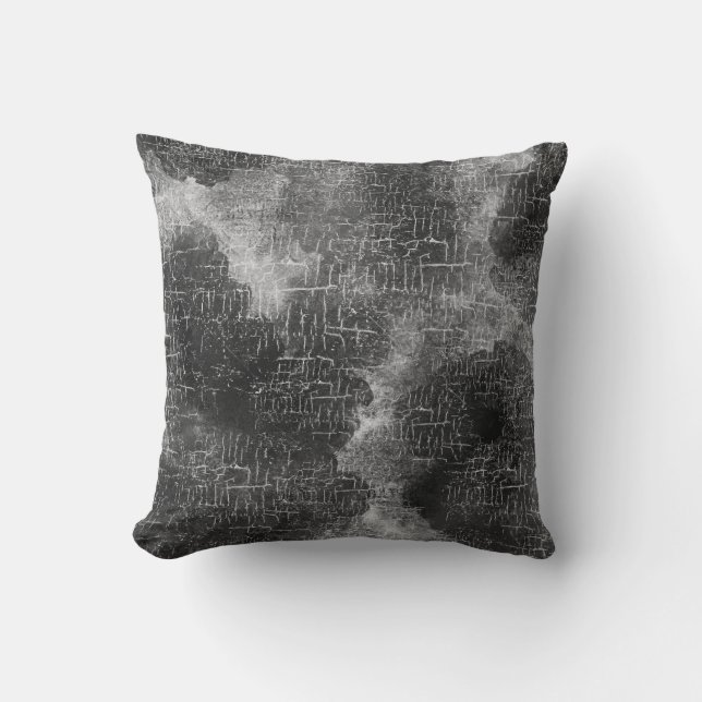 Abstract Rustic Grunge Charcoal Gray Throw Pillow (Front)
