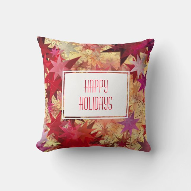 Abstract Rustic Stars HAPPY HOLIDAYS Throw Pillow (Front)
