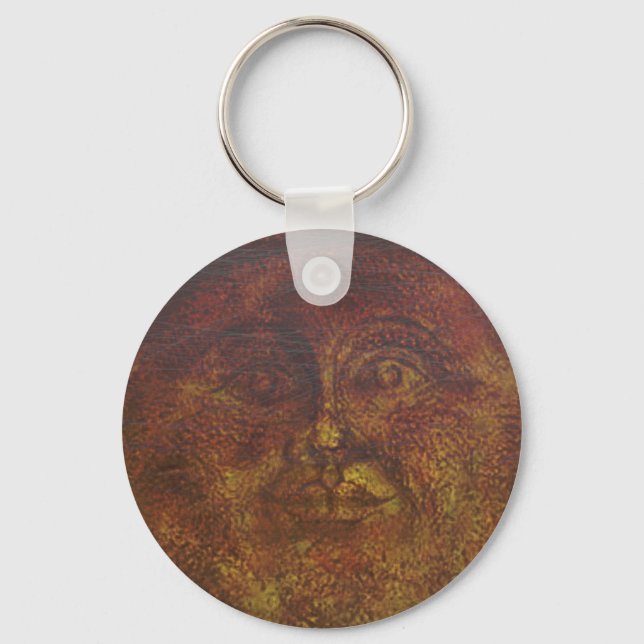Abstract rusty brown Face of the Sun Key Chain (Front)