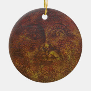 Abstract Rusty Brown Face of the Sun Ornament