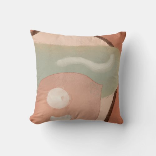 Abstract Rusty Organic Rounded Shapes Retro Modern Throw Pillow