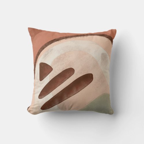 Abstract Rusty Rainbow Organic Shapes Modern Art Throw Pillow