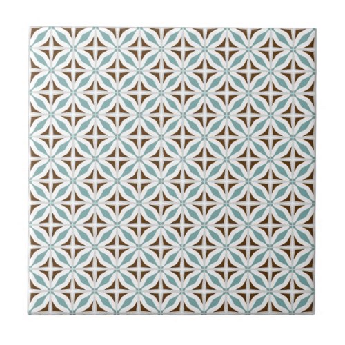 Abstract Safari Geometric Pattern Turquoise Tile