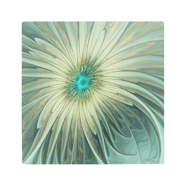 Abstract Sage Green Fantasy Flower Fractal Art (Front)
