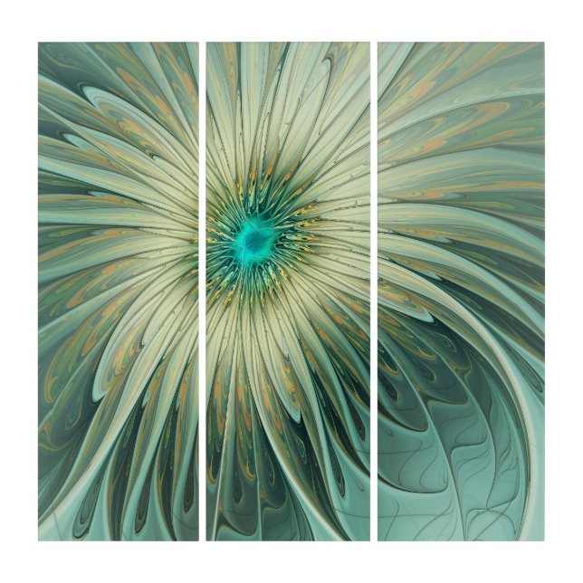 Abstract Sage Green Fantasy Flower Fractal Art (Front)