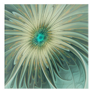 Abstract Sage Green Fantasy Flower Fractal Art
