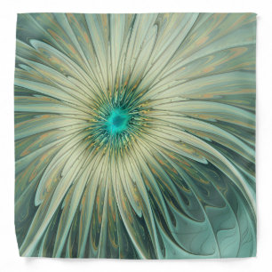 Abstract Sage Green Fantasy Flower Fractal Art Bandana