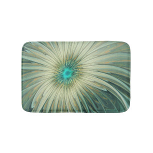 Abstract Sage Green Fantasy Flower Fractal Art Bathroom Mat