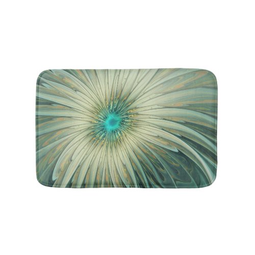 Abstract Sage Green Fantasy Flower Fractal Art Bathroom Mat