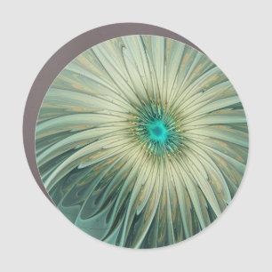 Abstract Sage Green Fantasy Flower Fractal Art Car Magnet
