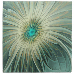 Abstract Sage Green Fantasy Flower Fractal Art Cloth Napkin