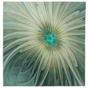 Abstract Sage Green Fantasy Flower Fractal Art Cloth Napkin
