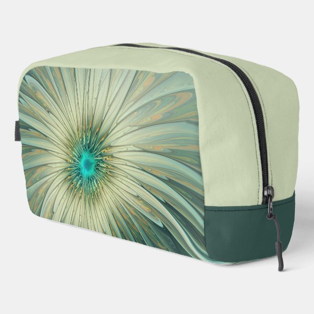 Abstract Sage Green Fantasy Flower Fractal Art Dopp Kit (Right Corner)