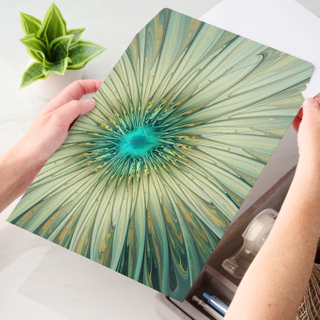 Abstract Sage Green Fantasy Flower Fractal Art Envelope Mailers (Desk)