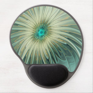 Abstract Sage Green Fantasy Flower Fractal Art Gel Mouse Pad