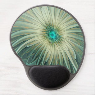 Abstract Sage Green Fantasy Flower Fractal Art Gel Mouse Pad