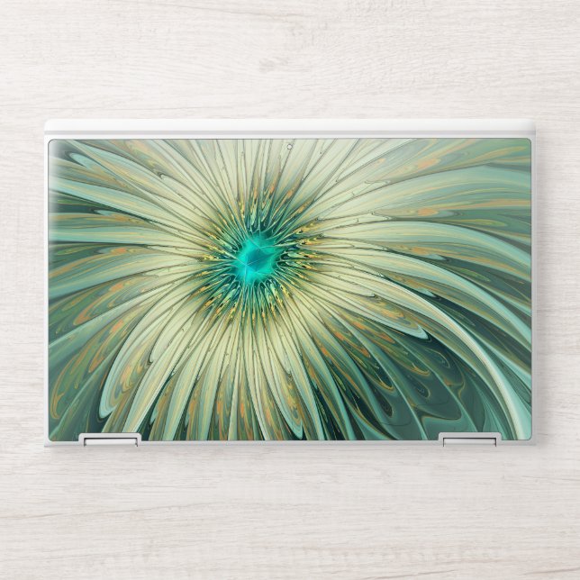 Abstract Sage Green Fantasy Flower Fractal Art HP Laptop Skin (Front)