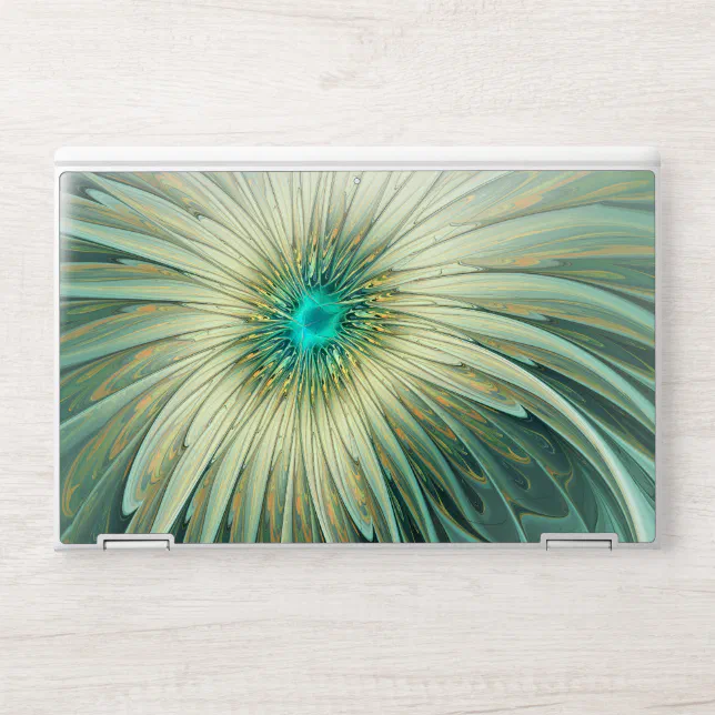 Abstract Sage Green Fantasy Flower Fractal Art HP Laptop Skin | Zazzle