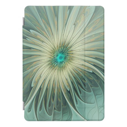 Abstract Sage Green Fantasy Flower Fractal Art iPad Pro Cover