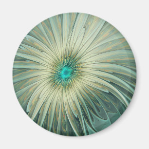 Abstract Sage Green Fantasy Flower Fractal Art Magnet
