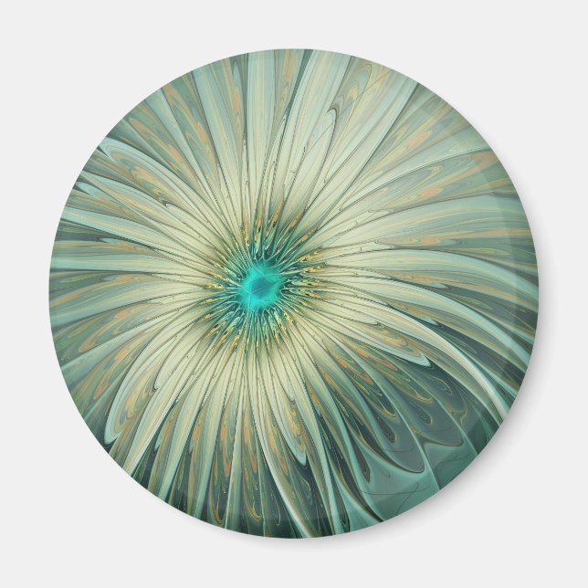 Abstract Sage Green Fantasy Flower Fractal Art Magnet (Front)