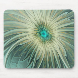 Abstract Sage Green Fantasy Flower Fractal Art Mouse Pad