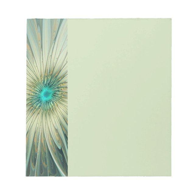 Abstract Sage Green Fantasy Flower Fractal Art Notepad (Front)