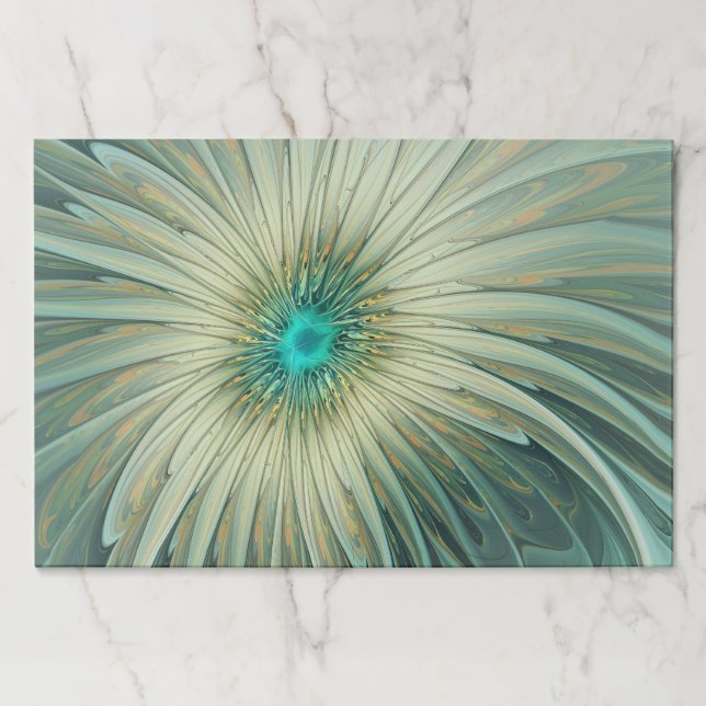 Abstract Sage Green Fantasy Flower Fractal Art Paper Pad (Front)