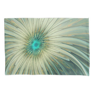 Abstract Sage Green Fantasy Flower Fractal Art Pillow Case