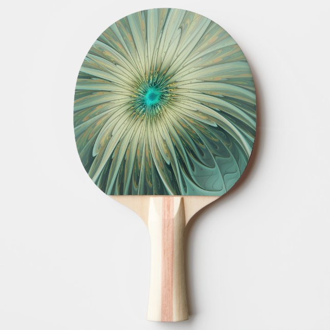 Abstract Sage Green Fantasy Flower Fractal Art Ping Pong Paddle (Front)