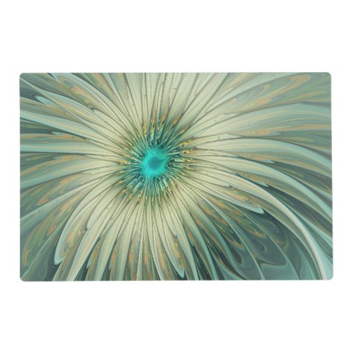 Abstract Sage Green Fantasy Flower Fractal Art Placemat