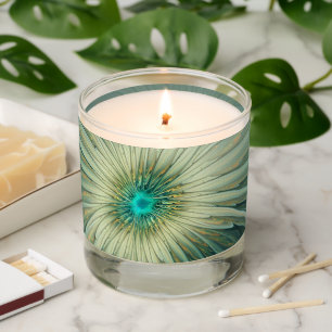 Abstract Sage Green Fantasy Flower Fractal Art Scented Candle