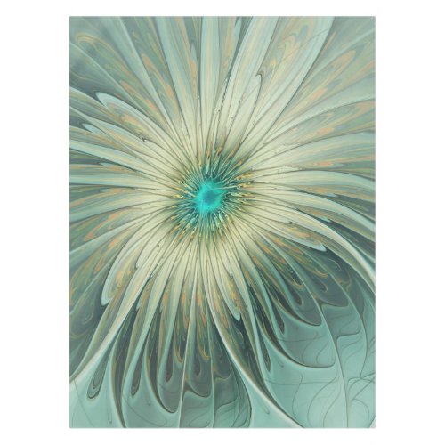 Abstract Sage Green Fantasy Flower Fractal Art Tablecloth