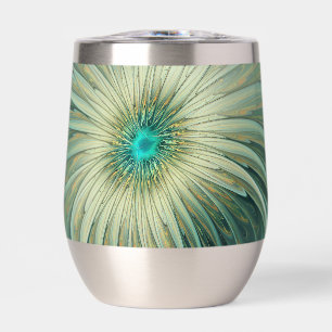 Abstract Sage Green Fantasy Flower Fractal Art Thermal Wine Tumbler