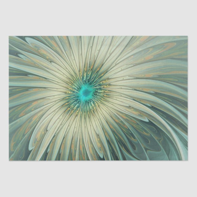 Abstract Sage Green Fantasy Flower Fractal Art Tissue Paper (Front)