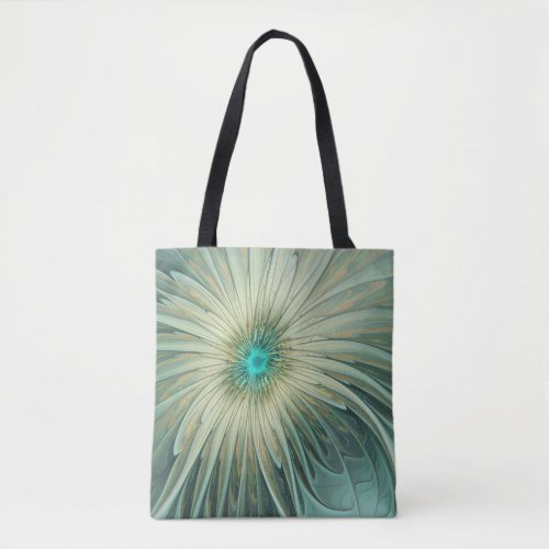 Abstract Sage Green Fantasy Flower Fractal Art Tote Bag