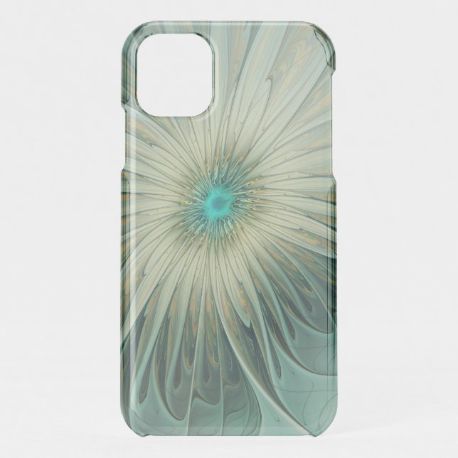 Abstract Sage Green Fantasy Flower Fractal Art Uncommon iPhone Case (Back)