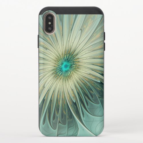 Abstract Sage Green Fantasy Flower Fractal Art iPhone XS Max Slider Case