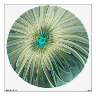 Abstract Sage Green Fantasy Flower Fractal Art Wall Decal