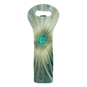 Abstract Sage Green Fantasy Flower Fractal Art Wine Bag