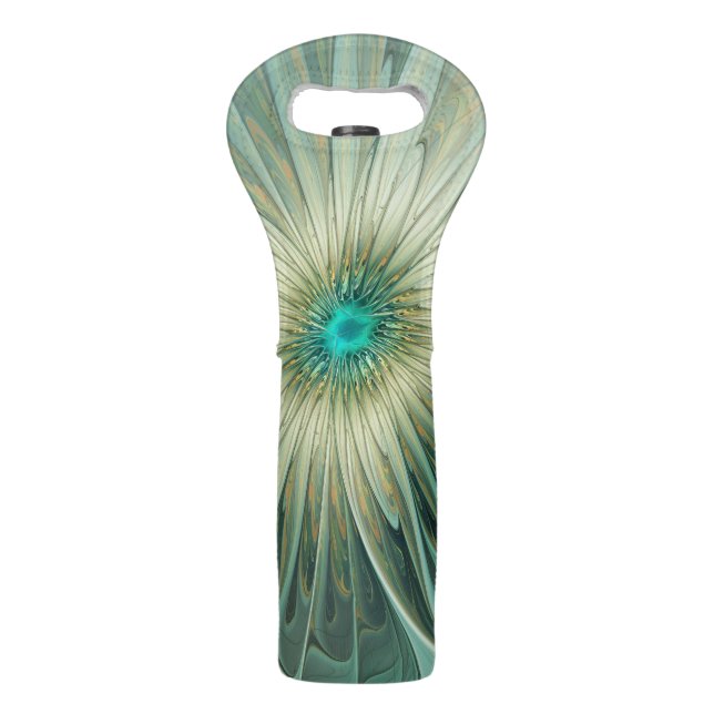Abstract Sage Green Fantasy Flower Fractal Art Wine Bag (Front)
