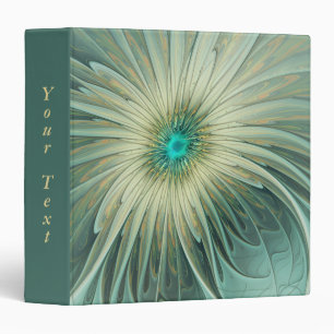 Abstract Sage Green Fantasy Flower Fractal Text 3 Ring Binder