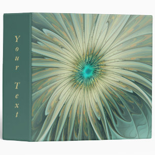 Abstract Sage Green Fantasy Flower Fractal Text 3 Ring Binder