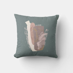 Abstract Sage Green Moon Pattern Throw Pillow