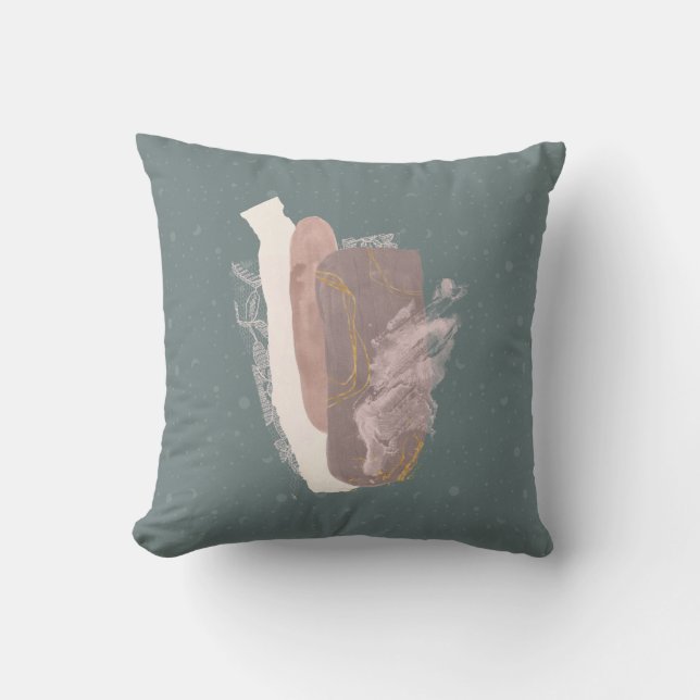Abstract Sage Green Moon Pattern Throw Pillow (Front)