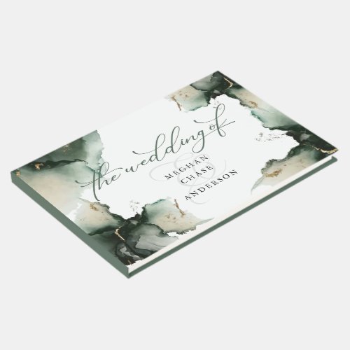 Abstract Sage Green Watercolor  Guest Book